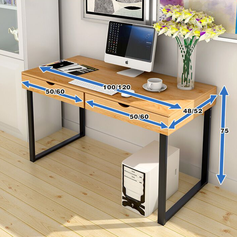 简约卧室电脑台式家用办公写字书桌双人工作笔记小桌子带抽屉